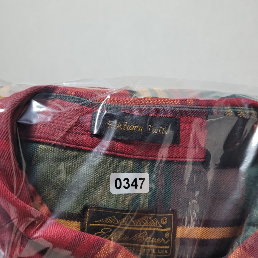 Vintage Eddie Bauer ElkHorn Twill Men's XXL Button Down Plaid Shirt 90'S - Picture 8 of 8